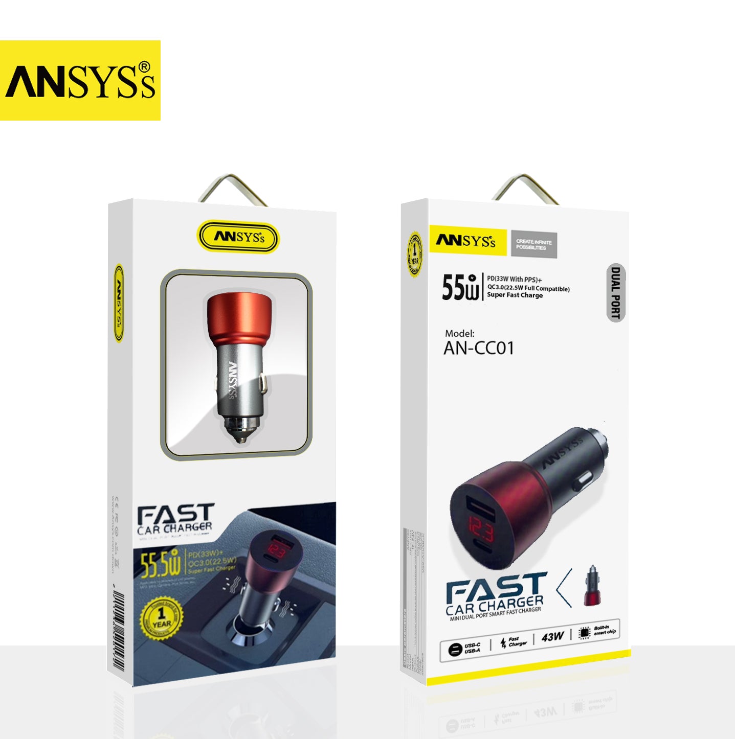 Car Charger CC-01 USB-A+USB-C Dual Port 3A 55.5W