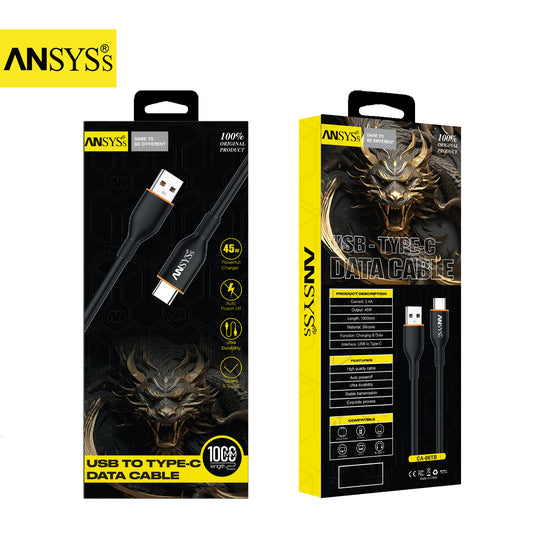 Type-C Cable CA-06TB Black 2.4A 45W 1M