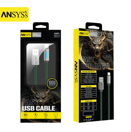 Type-C Cable CA-07TGR Green 3.1A 60W 1M